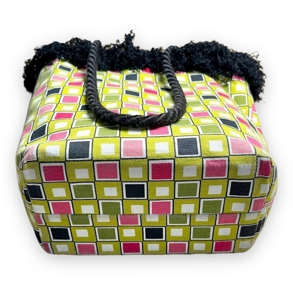 SMALL, REVERSIBLE, CANVAS PURSE. MEASURES AT BASE, 7”W X 4”D X 10”H. NO BRAND. - Picture 5 of 7